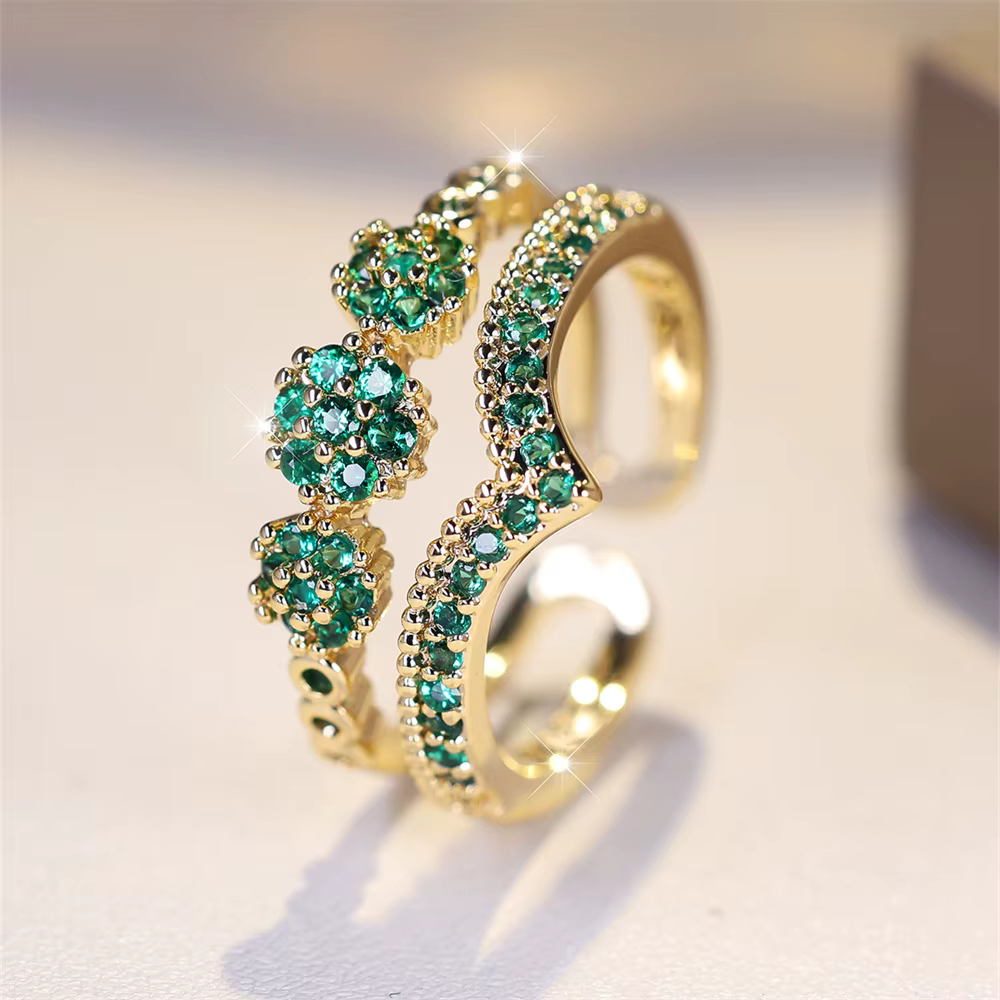 Bague d'ouverture Vintage en Zircon noir pour femmes, petite pierre de fiançailles en cristal multic