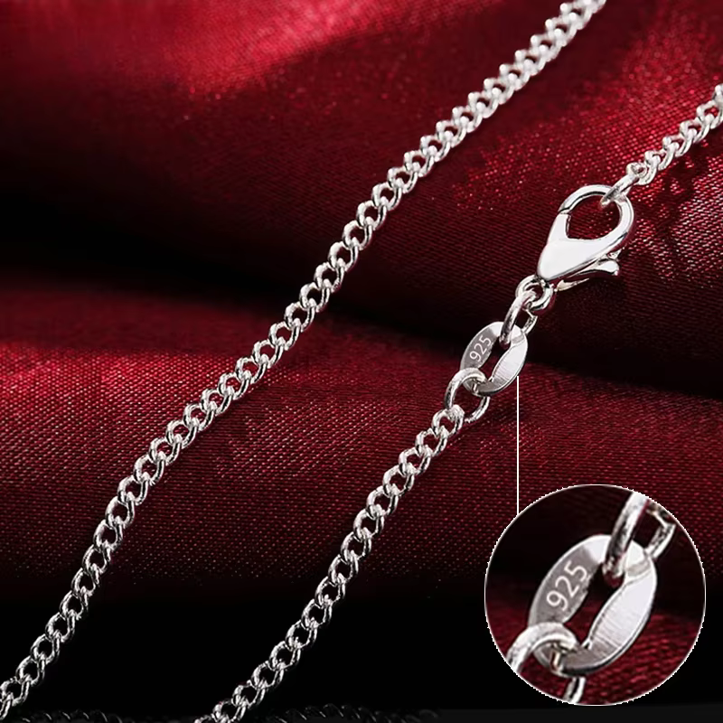 Collier en argent Sterling 925, 40-75CM de Long, chaîne latérale de 2mm de largeur, pour femmes et h