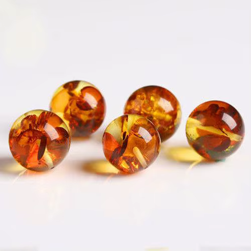 Perles d'ambre de fleur ronde naturelle pour bijoux, bracelet de bricolage, collier d'ambre baltique
