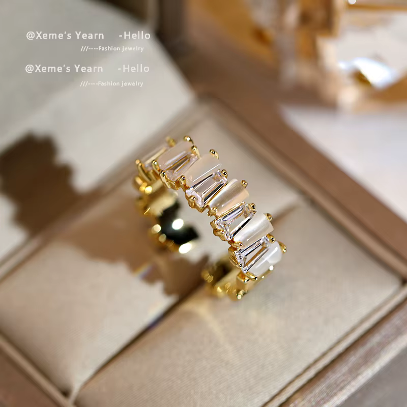 Bagues en opales et Zircon, nouveau Design, Juxtaposed avec couleur or, bijoux de luxe pour femmes e