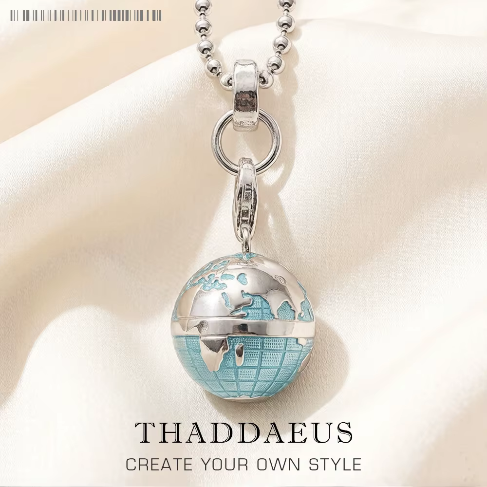 Collier de perles pendentif Globe, chaîne en corde en argent Sterling 925, Bijoux à la mode, Bijoux 