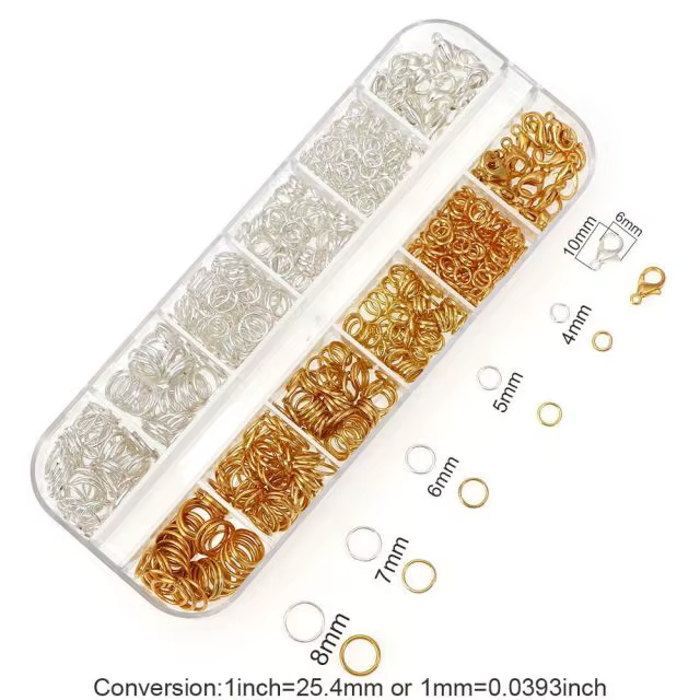 1 Boîte de Kits de Composants de Bijoux : Anneaux Ouverts, Fermoirs Mousquetons, Crochets, Pinces, P
