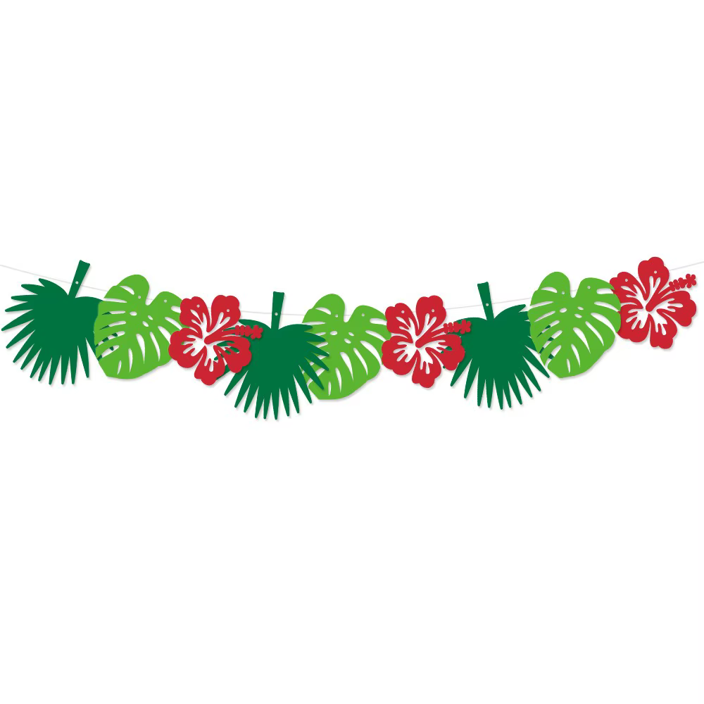 Bannière de décoration pour fête hawaïenne, feuilles tropicales d'été, guirlande de fleurs d'hibiscu