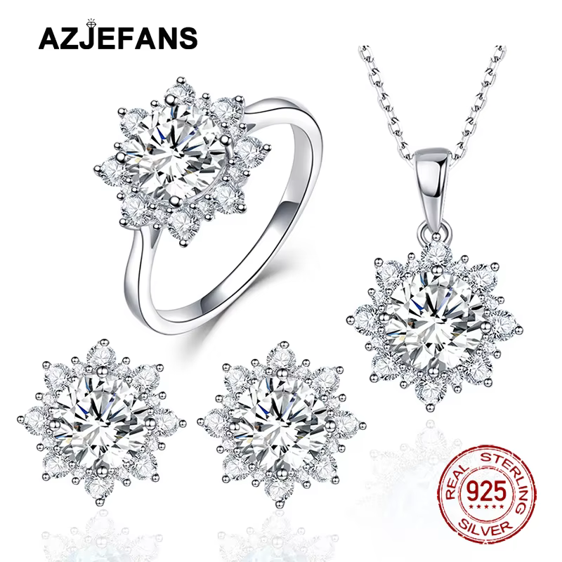AZJEFANS Colliers, boucles d'oreilles et bagues en argent sterling 925 de qualité supérieure, cadeau