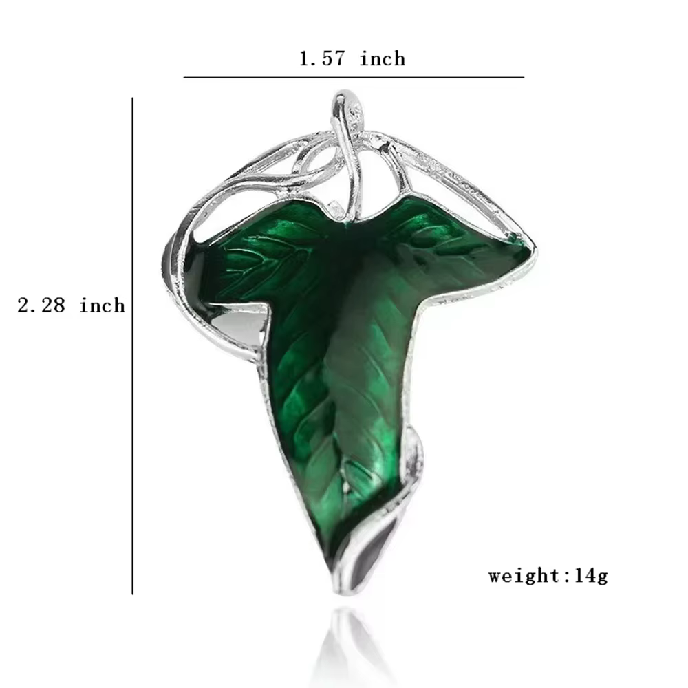 Mode Vintage charme elfe feuille verte collier elfique broche pendentif collier femmes alliage chaîn
