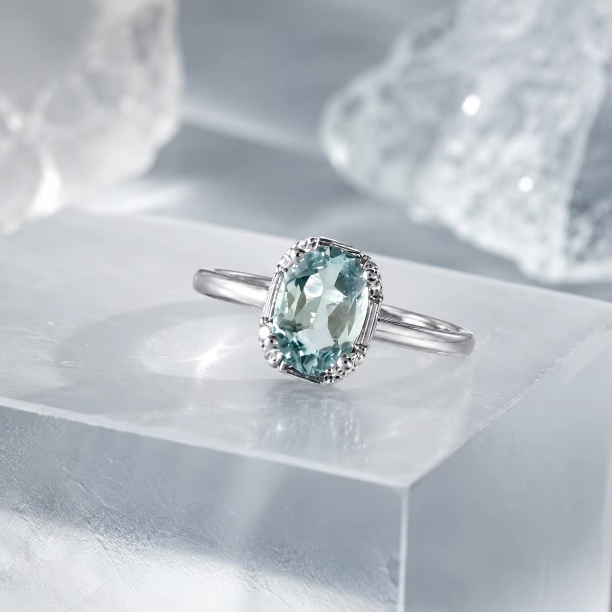 ITSMOS – bague en topaze bleu ciel naturel, coupe ovale, solitaire, bijoux minimalistes, esthétique 