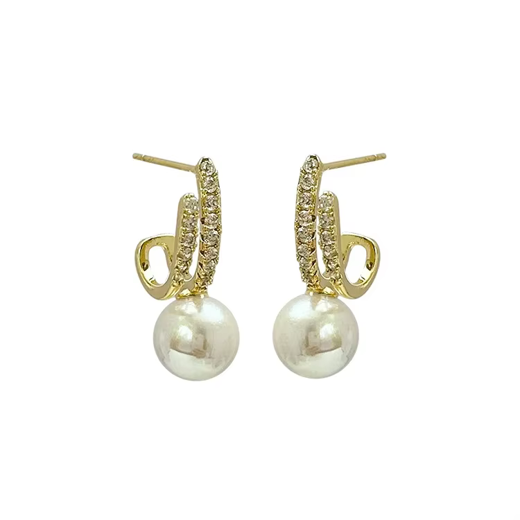 PONYKISS – boucles d'oreilles en perles et Zircon pour femmes, couleur or, bijoux minimalistes à la
