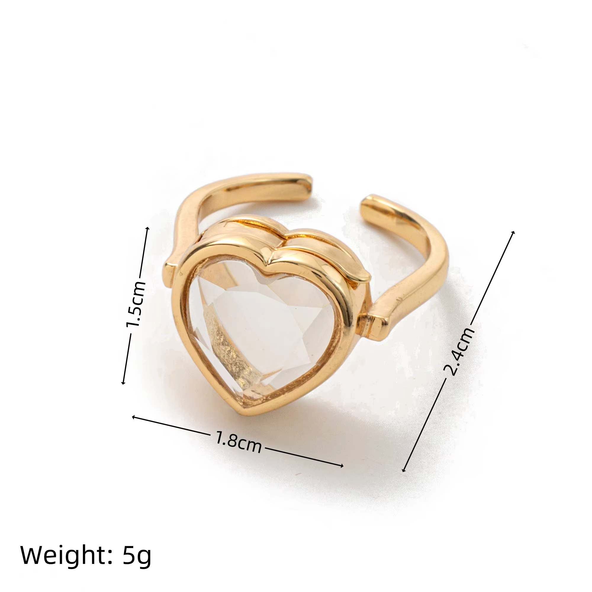 Bague de boîte circulaire en forme de cœur, à la mode et populaire, avec accessoires en zircon color