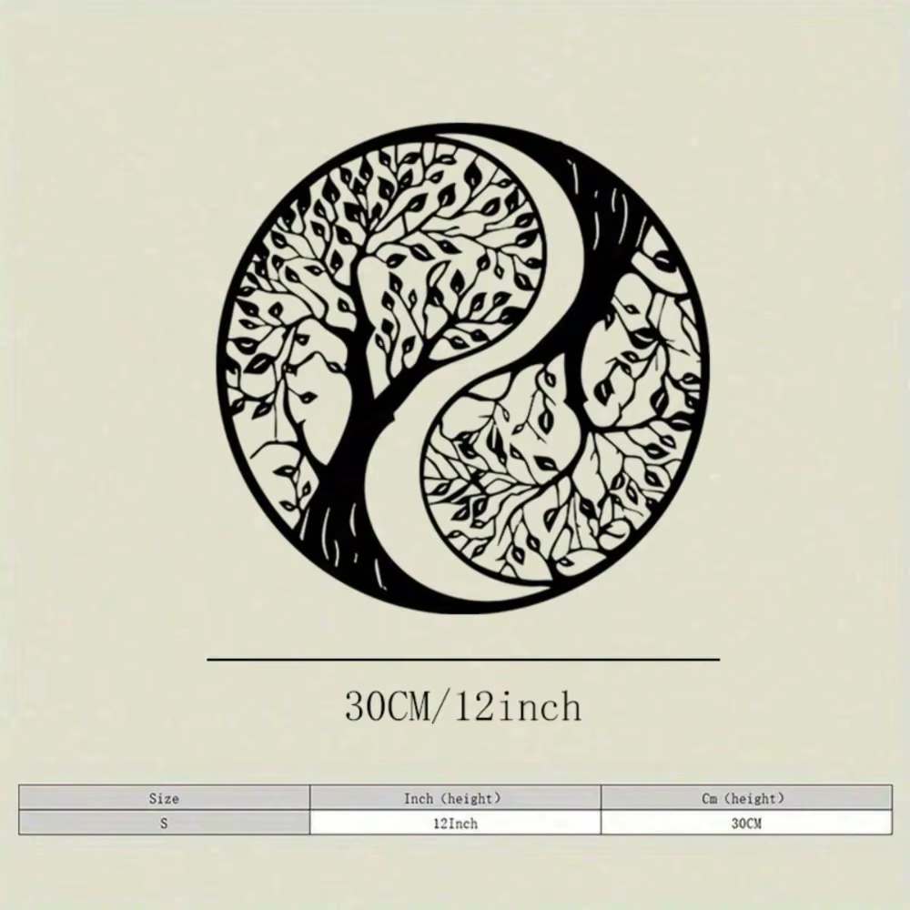 Décoration murale en métal, arbre de vie Yin Yang, art métallique rond pour salon, cadeau de pendais