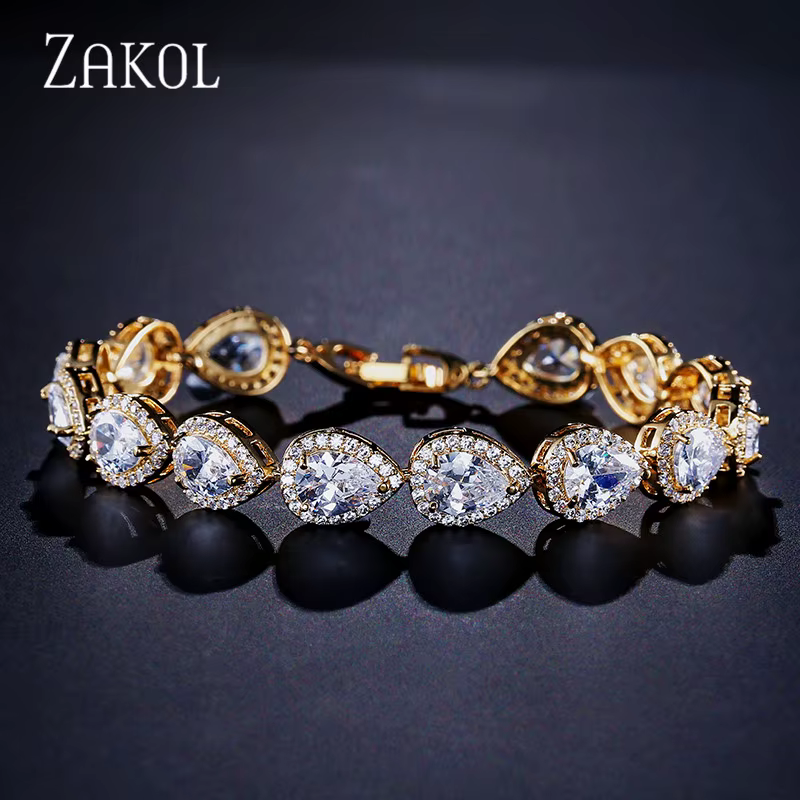 ZAKadvocate-Bracelets de Luxe en Forme de Goutte d'Eau pour Femme Élégante, Bijoux de Mariage pour P
