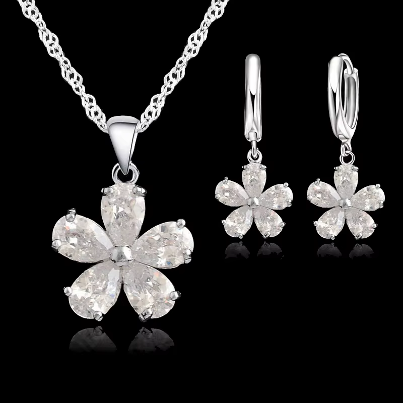 Nouveaux ensembles de bijoux de mariage collier boucle d'oreille ensembles de bijoux zircon cubique 