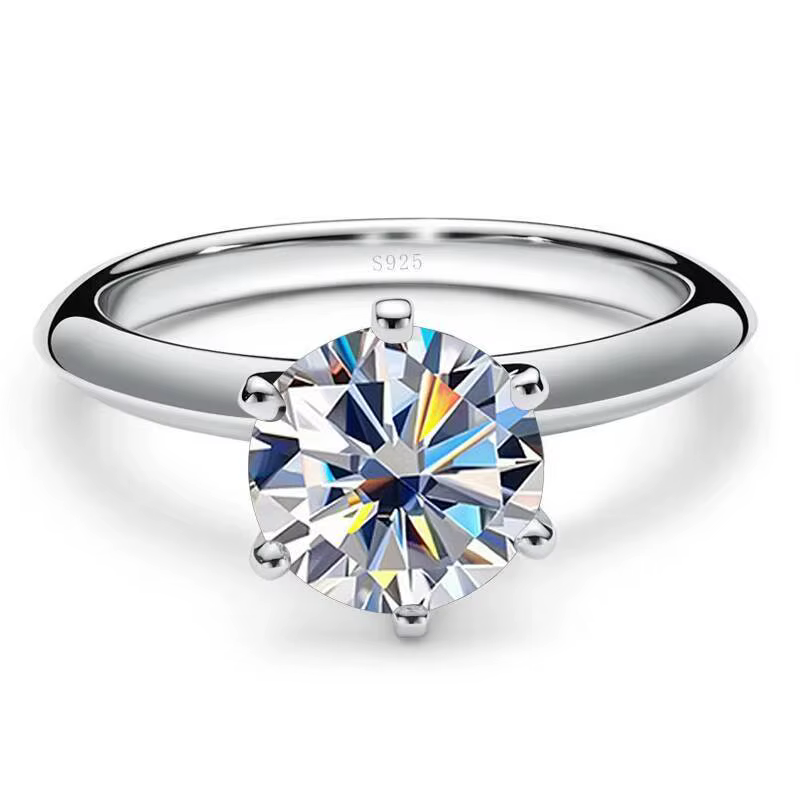 Bague solitaire multicolore à six griffes en argent sterling 925, 2 carats, moissanite D VVS1, bijou