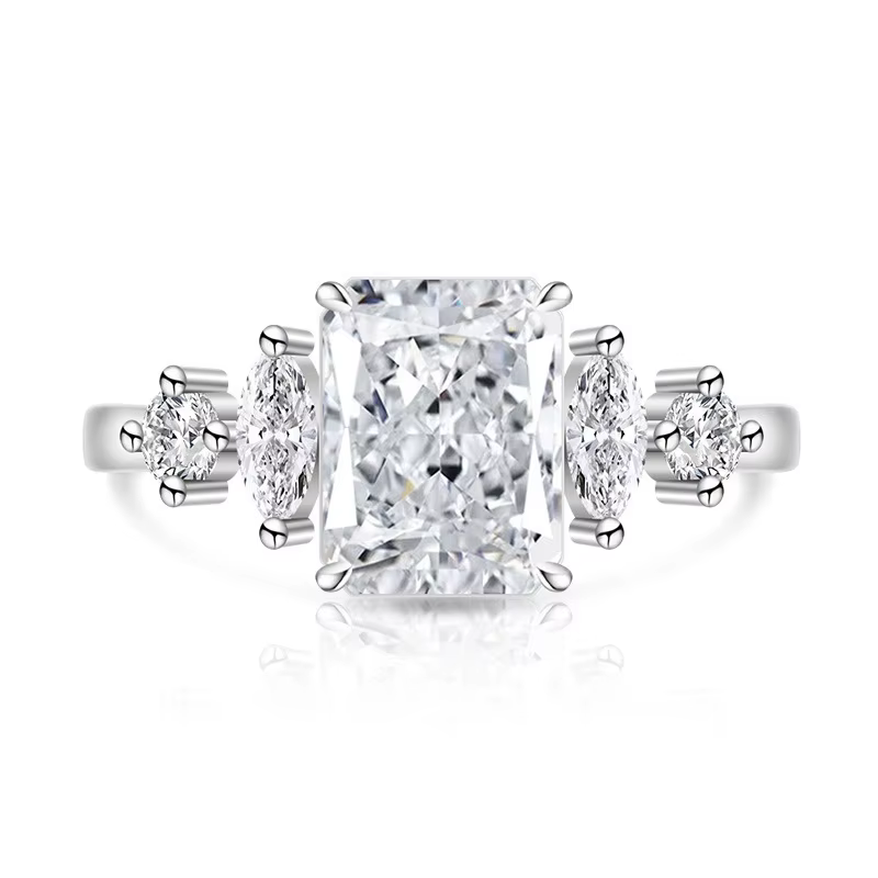 Bague carrée en argent sterling 925 avec zircon pour femme, bande ouverte réglable, bijoux fins élég