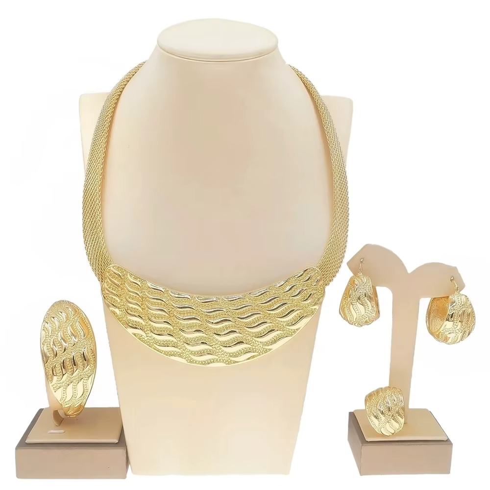 Ensemble de bijoux plaqué or italien pour femmes, collier serpentine large, accessoires de mode pour