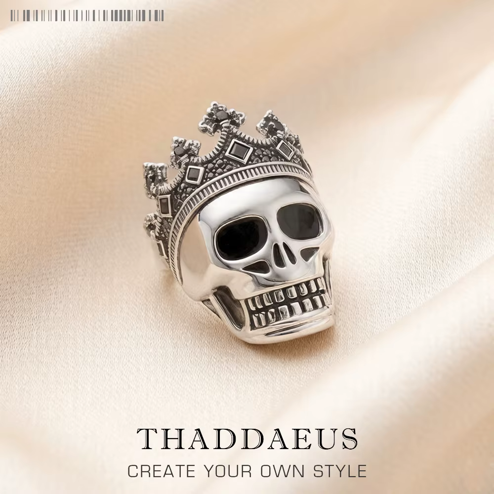 Bague chevalière crâne roi, bijoux fins européens pour femmes, tout nouveau cadeau porte-bonheur boh