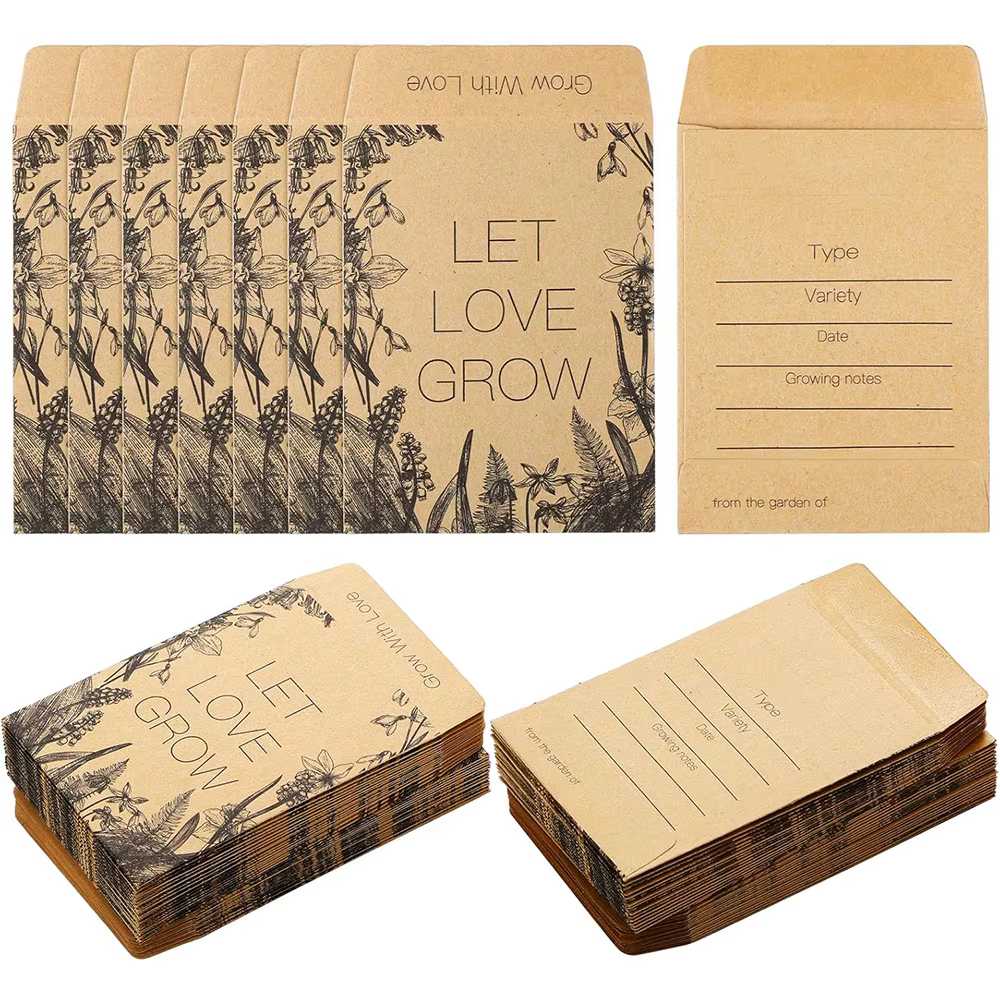 Paquet de graines pour cadeau de mariage, 50 pièces, paquet de graines auto-adhésif, enveloppe en pa
