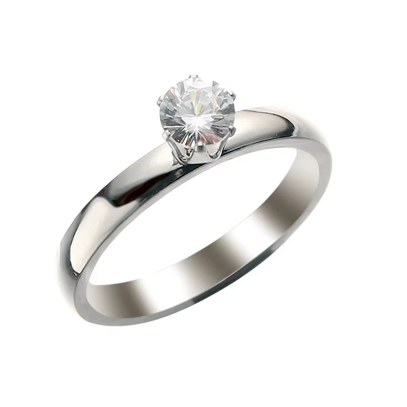 Bagues Solitaire en titane et acier pour hommes et femmes, Six griffes brillantes en Zircon, bague d