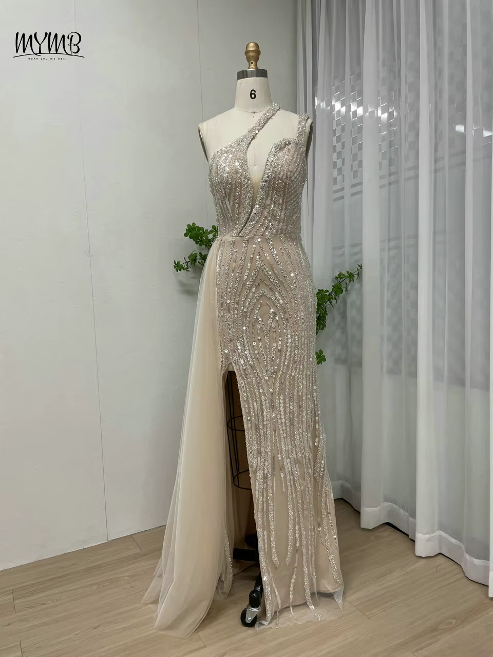 MYMB-Robes d'invité de mariage perlées pour la fête de la mariée, magnifique robe arabe, une initiée