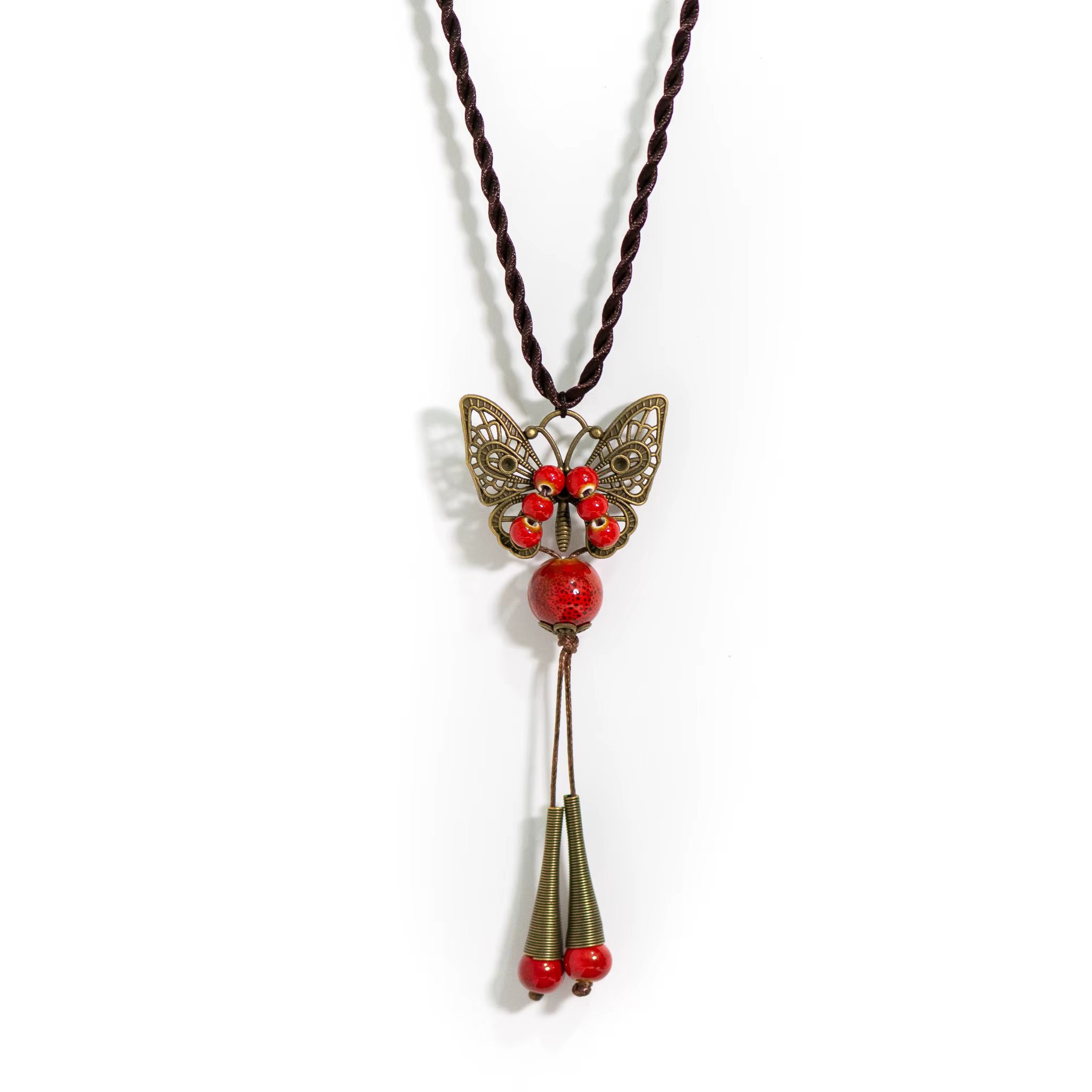 Collier en céramique « Dreams papillon » fabriqué à la main avec pendentif de 80 cm avec breloque de