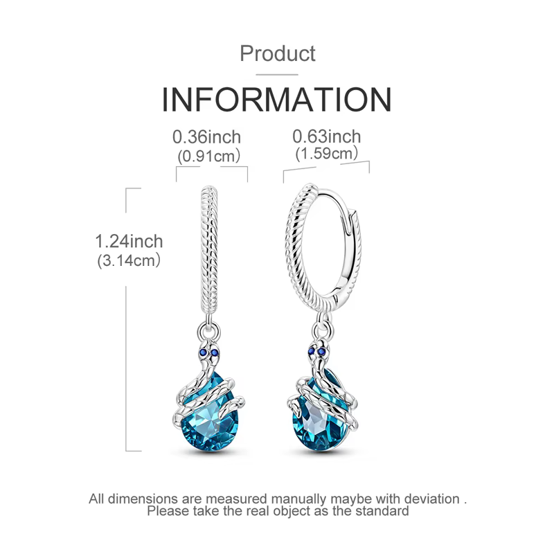 Boucles d'oreilles créoles en argent Sterling 925, bleu et blanc frais, pour anniversaire, bijoux ca