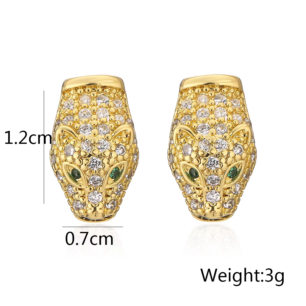 NEWBUY – boucles d'oreilles léopard en acier inoxydable, couleur or, bijoux de mariage de luxe, Zirc