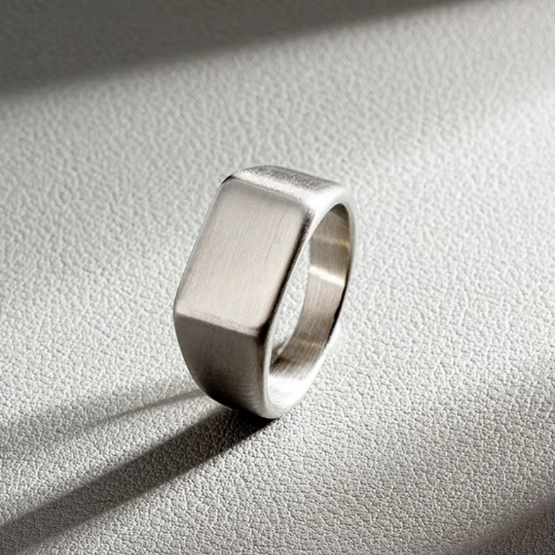 Bague signet rectangulaire en acier inoxydable pour hommes, accessoires de bijoux imperméables