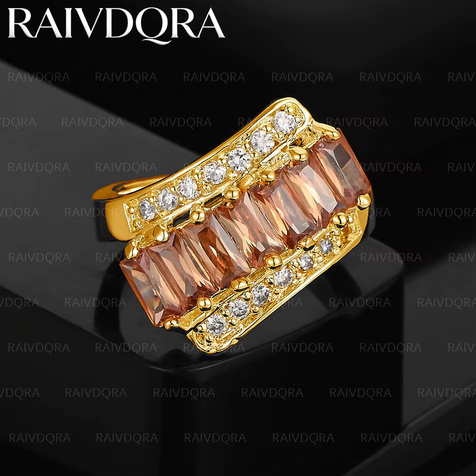 Bague de mariage simple en Zircon jaune plaqué or 18 carats pour femmes, bijoux élégants, tendance, 