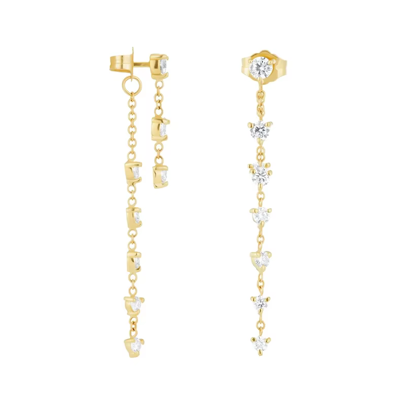 ROXI nouveau Design avant et arrière longues chaînes boucles d'oreilles pour femmes gland chaîne 925