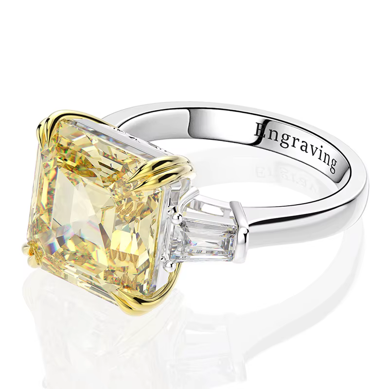 OEVAS 100% 925 argent Sterling haute teneur en carbone Citrine diamant pierres précieuses bague de f
