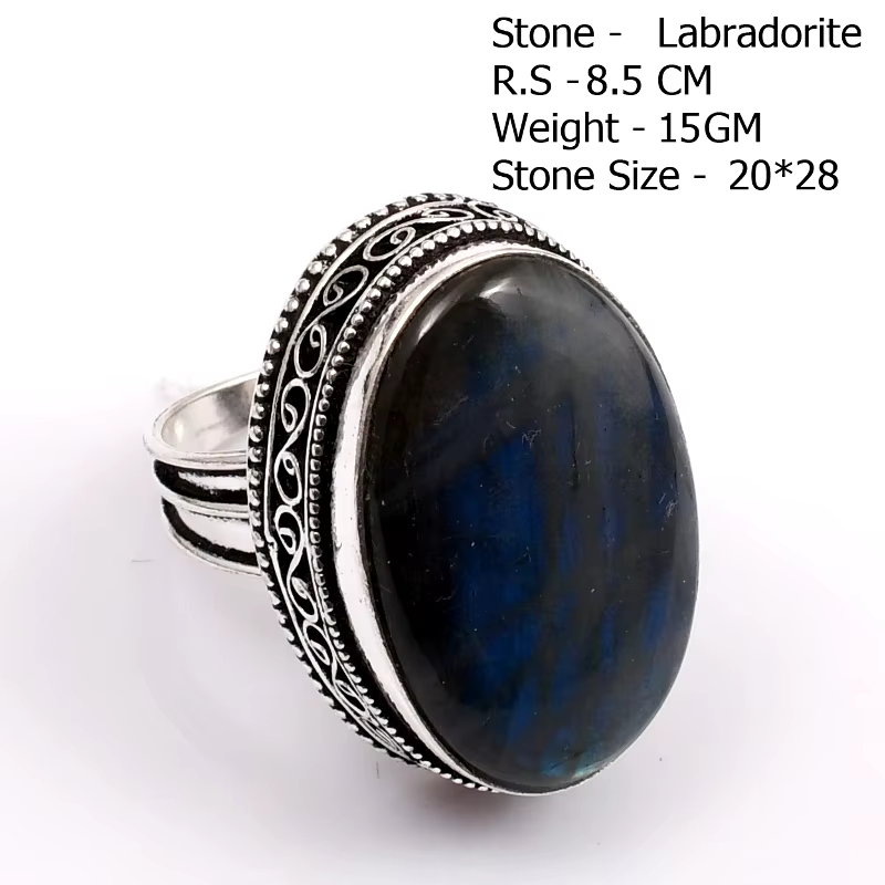 Bijoux de mode, authentiques, Amazonite, Labradorite, Tourmaline noire, Jaspe, Agate, bague