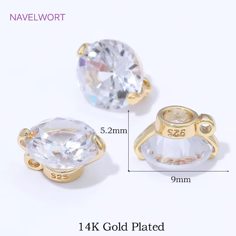 Pendentifs à breloques ronds en laiton plaqué or 14K, avec pendentifs en Zircon pour bijoux, résulta