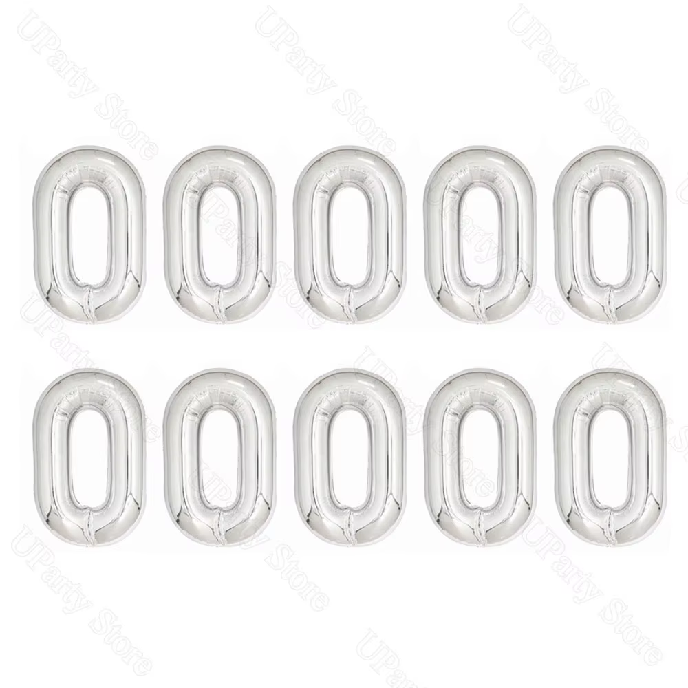 Ballons en Aluminium D.lique Argenté et Or, 16/32 Pouces, 10 Pièces, Décorations pour Anniversaire, 