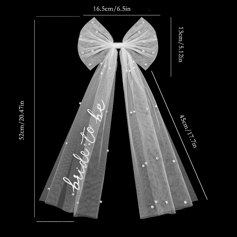 Voile de mariée avec nœud et perles, pince à cheveux avec voile pour enterrement de vie de jeune fil