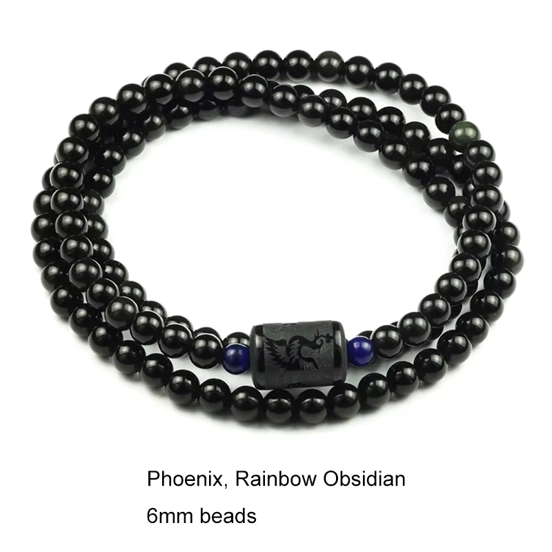 Noir Arc-En Obsidienne Pierre Naturelle Bracelets Couple Multicouche Perles Strand bracelets & bangl