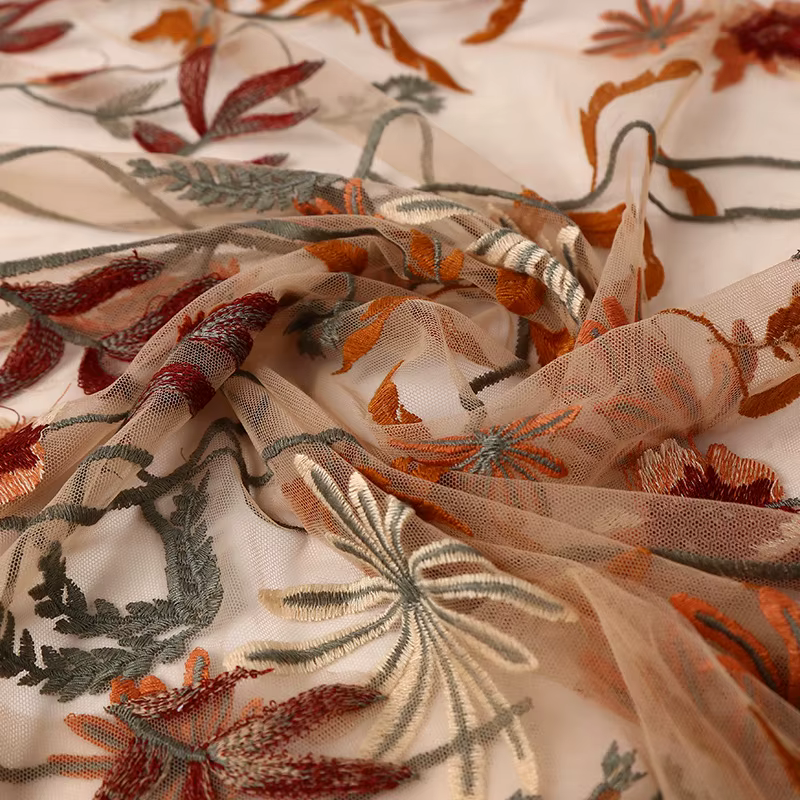 Tissu en dentelle à fleurs brodées, style français, pour robe de soirée de mariage, tissu de stylist