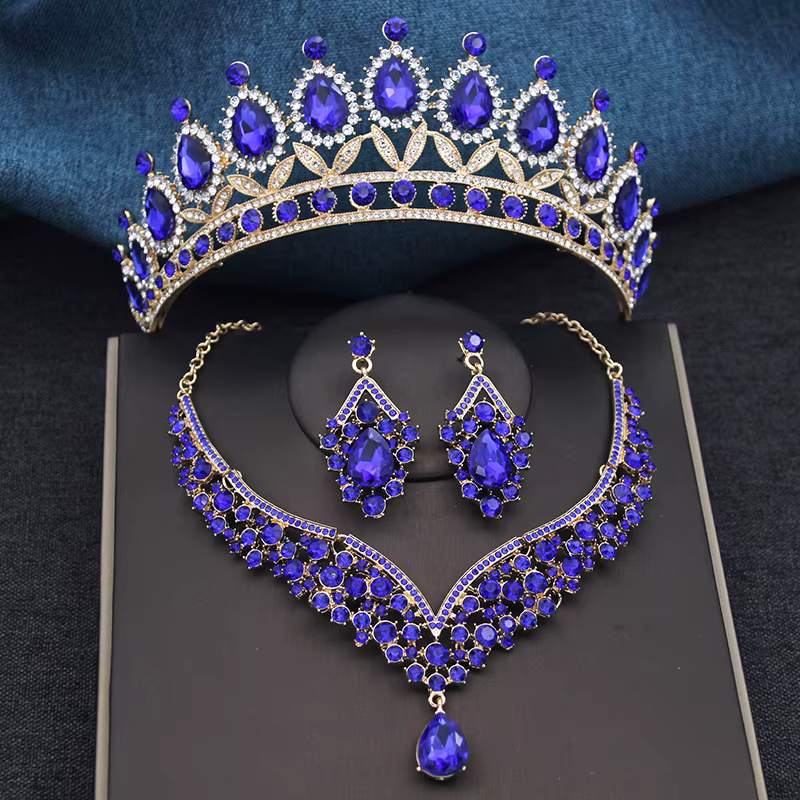 Couronne de Mariage de Reine Royale, Ensemble de Bijoux en Clip et Strass, Pièce de Sauna pour ix, D