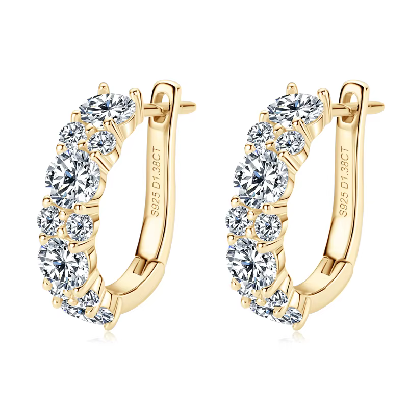 Boucles d'oreilles Moisanite en argent sterling 925 véritable couleur D 2.76CTTW. Boucles d'oreilles
