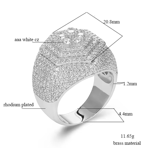 Bague en cuivre de haute qualité pour hommes et femmes, bijoux Bling CZ, matiques Hip Hop à la mode