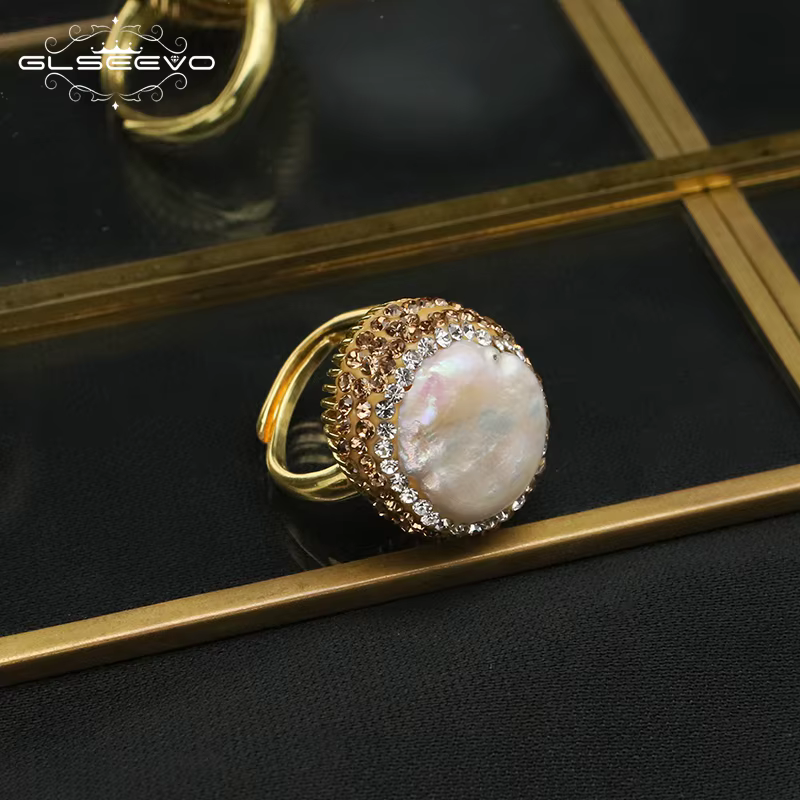 GLSEEVO – bagues baroques en perles d'eau douce pour femmes, personnalisées, mode élégante, luxe, Si
