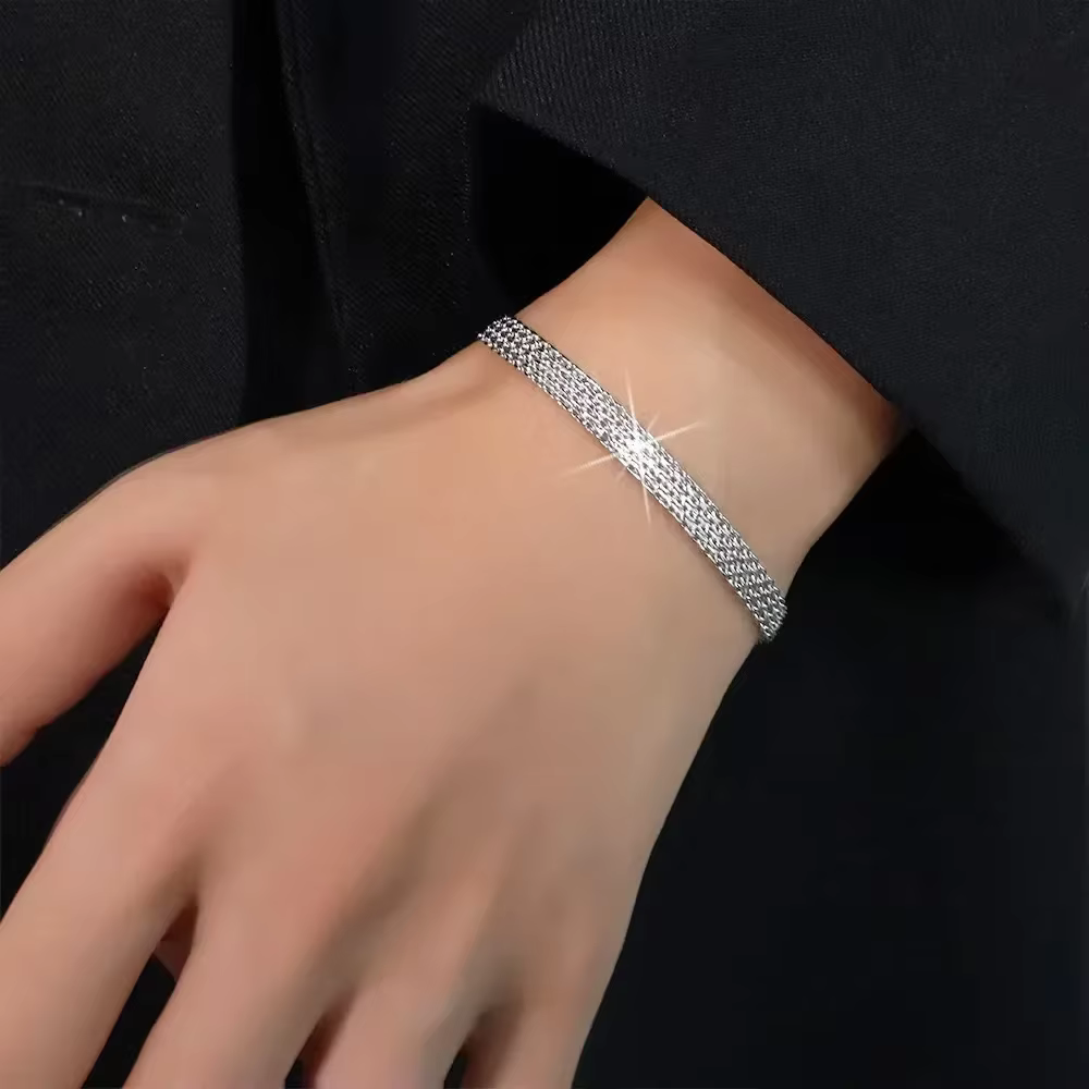 Bracelets en argent sterling 925, chaîne en maille pour femmes et hommes, bijoux de mariage Noble, j