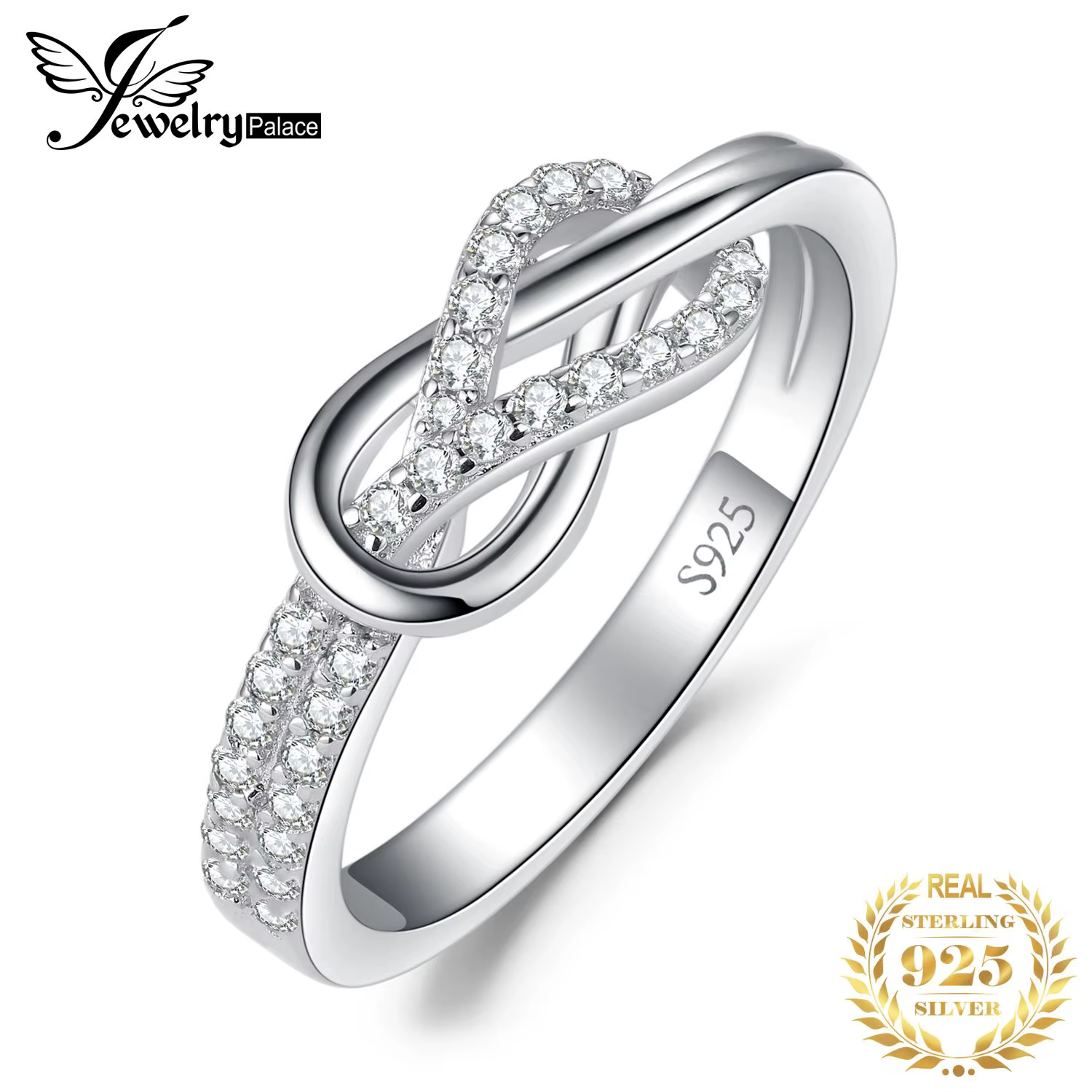 JewelryPalace nouveauté infini amour noeud pierre précieuse 925 en argent Sterling bague de déclarat