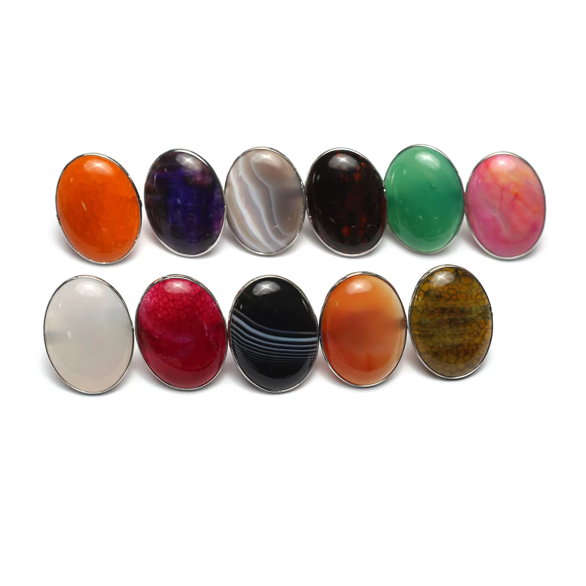 Bague en pierre semi-précieuse naturelle, taille réglable, agate colorée, bijoux exquis, accessoires