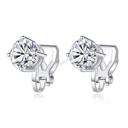 Bijoux fins VVS d couleur glacée 925 en argent Sterling diamant hommes Moissanite Clip sur boucles d