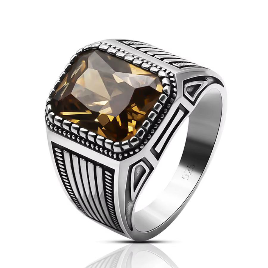 Bagues en argent Sterling 925 pour hommes, Vintage, pierre CZ, Ottoman, faites à la main, bague de m