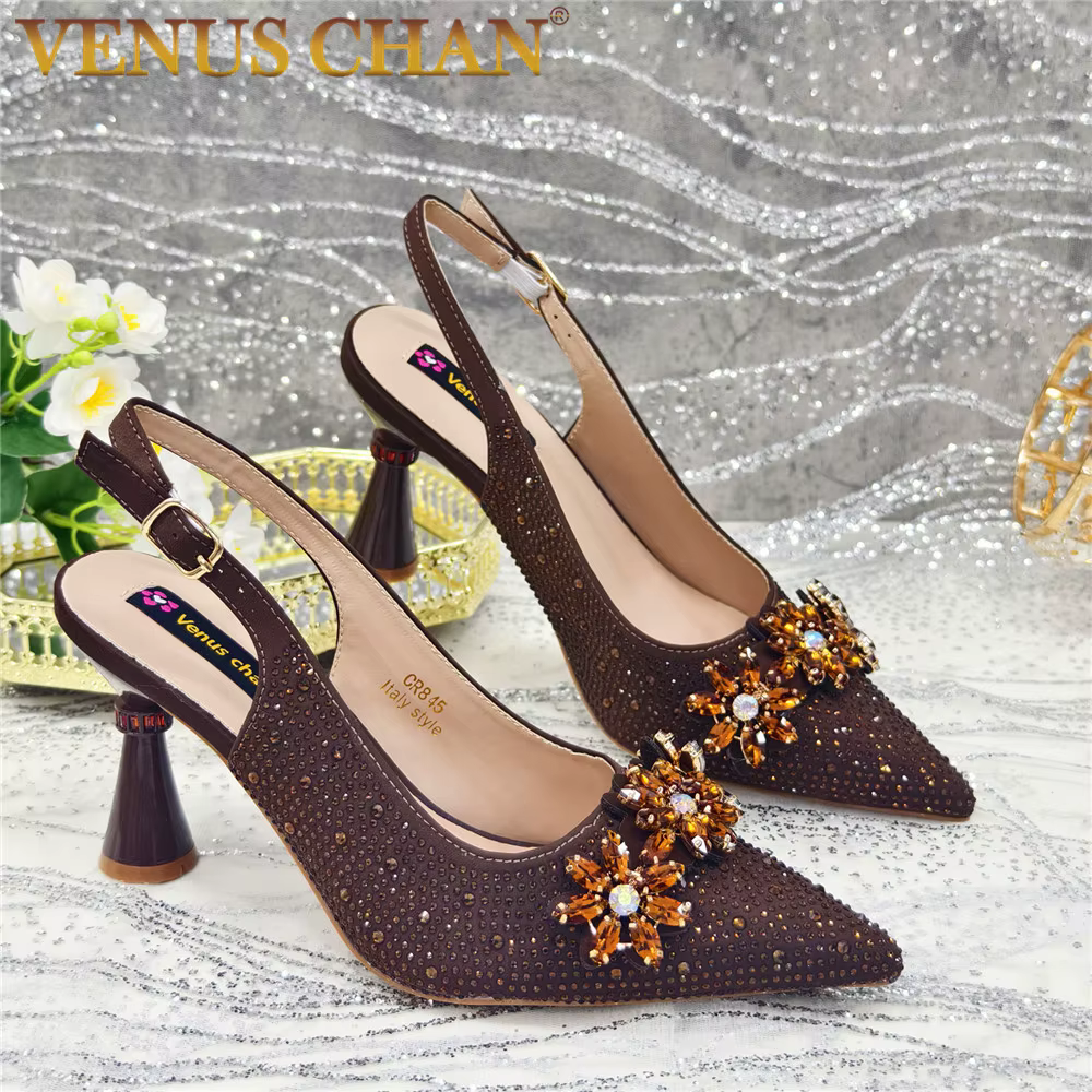 Chaussures de mariage de luxe pour femmes, escarpins de fête de mariée décorés avec des strass, dern