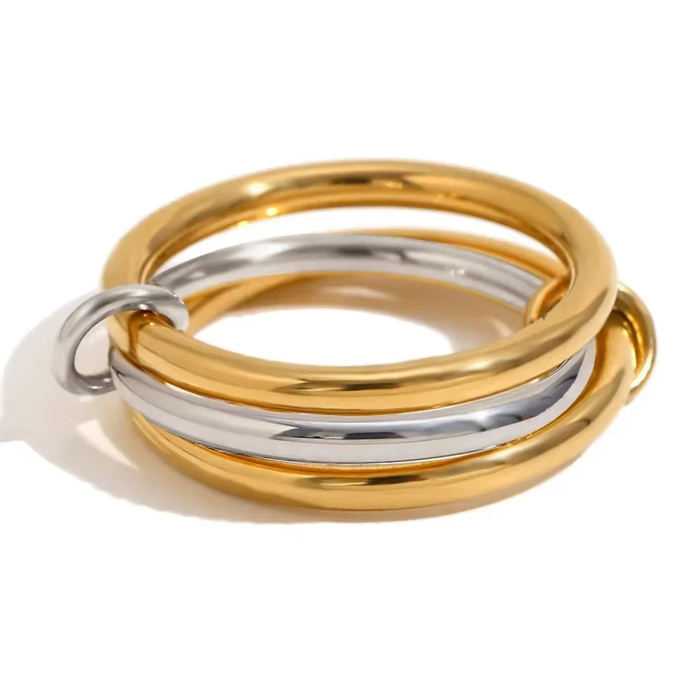 Bagues empilables en acier inoxydable pour femmes, bijoux multi-anneaux en métaux mélangés, zircone 