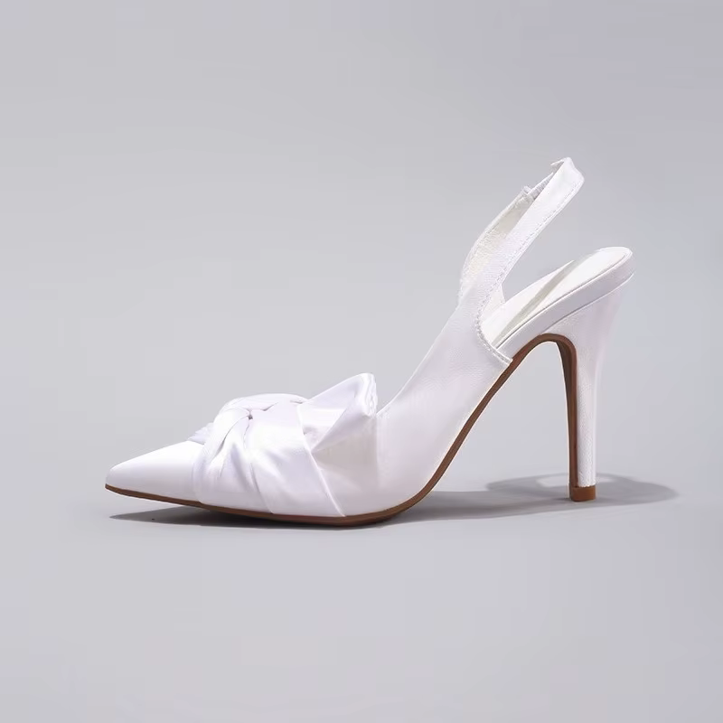 Marque de luxe Satin 2025 chaussures habillées à talons hauts pour dames élégant nœud papillon bout 