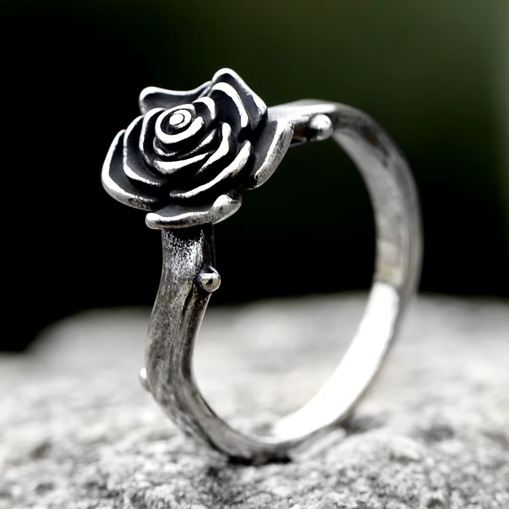 Bague à fleurs Vintage pour hommes, amulette de style gothique, sorcellerie Wicca, vente en gros, bi