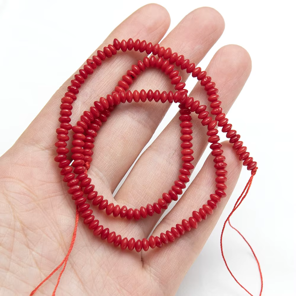 Classique rouge naturel corail Oblate perles en vrac perles d'isolation charme faisant bracelet à br