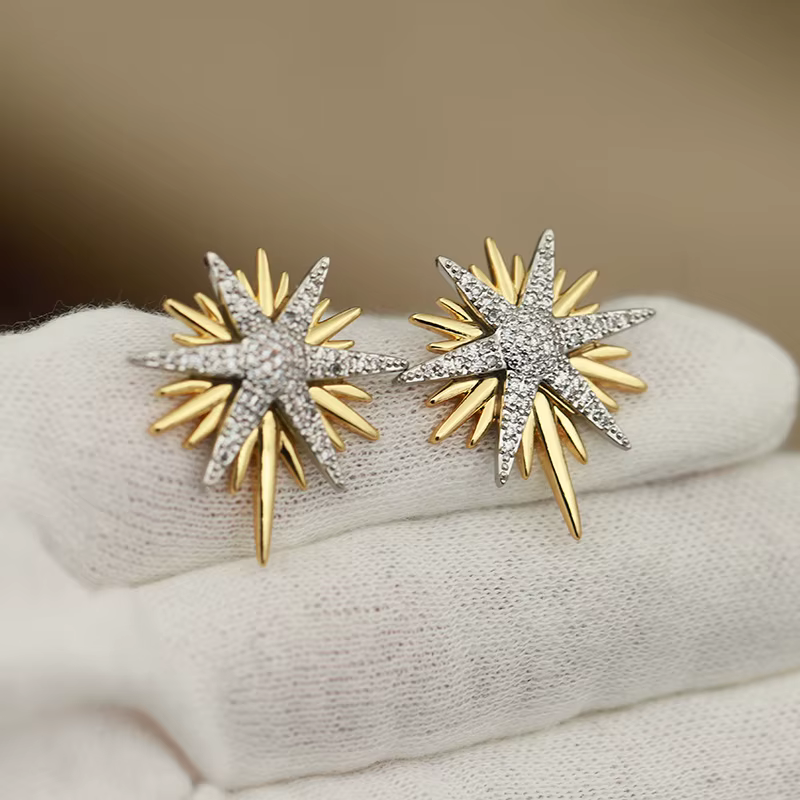 Boucles d'oreilles étoile en zircone pour femmes, nouveau Design de vue, marque de mode, fleur en cr